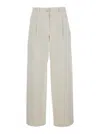 Brunello Cucinelli White Baggy Jeans With Button Closure In Stretch Cotton Denim Woman In White