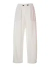 Brunello Cucinelli Relaxed Fit Wide Leg Beige Trousers In White