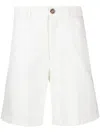 Brunello Cucinelli Men Garment-dyed Bermuda Shorts In Twisted Cotton Gabardine In White