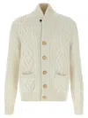 Brunello Cucinelli Cashmere Cardigan With Cable Knit Design In Neutral