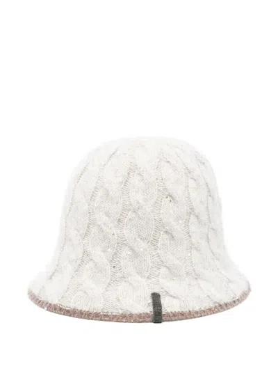 Brunello Cucinelli White Wool Cloche Hat