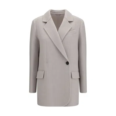 Brunello Cucinelli White Wool Oves Aries Full-length Jacket In Multi