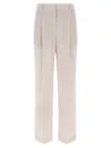 Brunello Cucinelli Formal Wool Trousers With Jewel Detail And Straight Leg Design In White