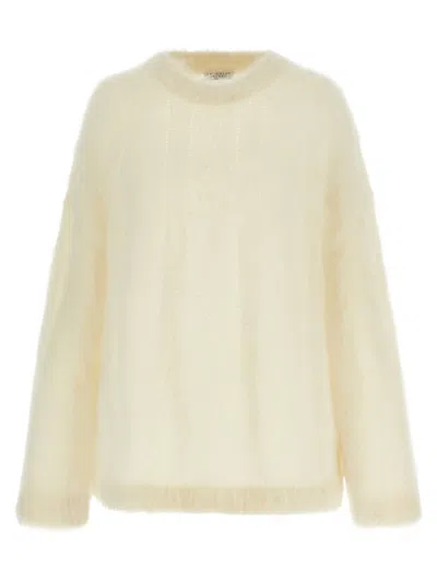BRUNELLO CUCINELLI WHITE WOOL SILK SWEATER