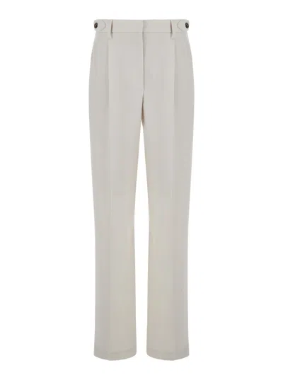 Brunello Cucinelli Whitepants With Belt Loops In Wool Woman In Grey