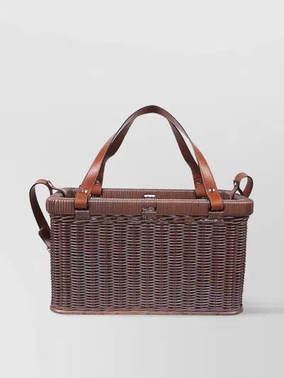 BRUNELLO CUCINELLI WICKER TOTE BAG LEATHER HANDLES