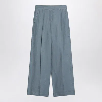 Brunello Cucinelli Wide Avio-colored Trousers In Blend