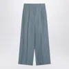 Brunello Cucinelli Wide Avio-colored Trousers In Linen Blend Women