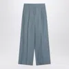 Brunello Cucinelli Wide Avio-colored Trousers In Linen Blend Women