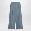 Brunello Cucinelli Wide Avio-colored Trousers In Linen Blend Women