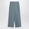 Brunello Cucinelli Wide Avio-colored Trousers In Linen Blend Women