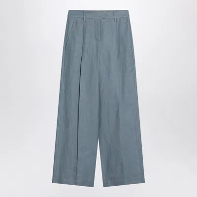 BRUNELLO CUCINELLI BRUNELLO CUCINELLI WIDE AVIO COLORED TROUSERS IN LINEN BLEND