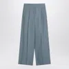 Brunello Cucinelli Wide Avio-colored Trousers In Linen Blend Women