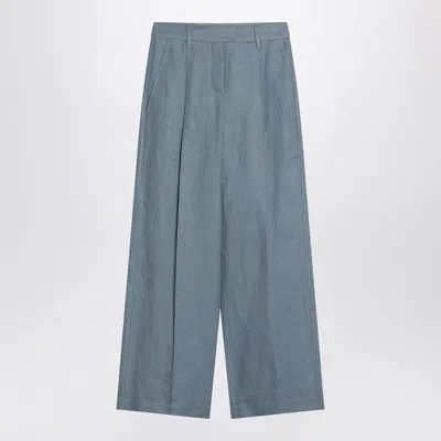 BRUNELLO CUCINELLI BRUNELLO CUCINELLI  WIDE AVIO-COLORED TROUSERS IN LINEN BLEND