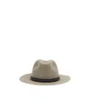 Brunello Cucinelli Fedora Hat With Tubular Leather Band And Monile Detail In Gray