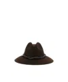 Brunello Cucinelli Felt Fedora With Monili In Brown