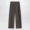 Brunello Cucinelli Wide Cotton Blend Trousers With Pleated Design