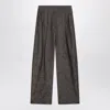 Brunello Cucinelli Wide Brown Trousers In Cotton Blend Women In Gray