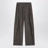 Brunello Cucinelli Wide Cotton Blend Trousers With Pleated Design In Gray