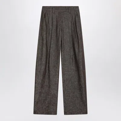BRUNELLO CUCINELLI BRUNELLO CUCINELLI  WIDE BROWN TROUSERS IN COTTON BLEND