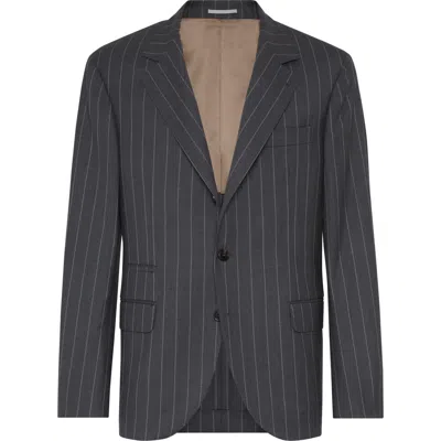 BRUNELLO CUCINELLI BRUNELLO CUCINELLI WIDE CHALK STRIPE BLAZER