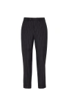 Brunello Cucinelli Wide Chalk Stripe Trousers In Black