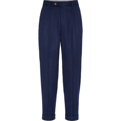 BRUNELLO CUCINELLI BRUNELLO CUCINELLI WIDE CHALK STRIPE TROUSERS