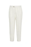 Brunello Cucinelli Tailored White Trousers With Concealed Fastening In Neutral