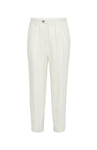 BRUNELLO CUCINELLI BRUNELLO CUCINELLI WIDE CHALK STRIPE TROUSERS