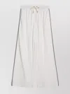 Brunello Cucinelli Wide Cotton And Silk Trousers With Stripes In White
