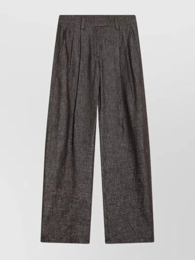 BRUNELLO CUCINELLI WIDE COTTON BLEND TROUSERS WITH PLEATED DESIGN