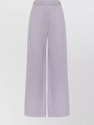Brunello Cucinelli Wide Cotton Trousers Belt Loops In Purple