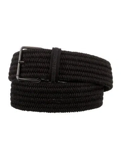 Pre-owned Brunello Cucinelli Wide Crystal Embellishments Belt In Black