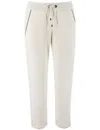Brunello Cucinelli White Pants With Elastic Drawstring Waist And Monile Detail On The Pockets In Neutrals