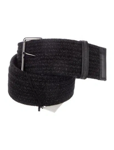 Pre-owned Brunello Cucinelli Wide Jute Waist Belt In Black