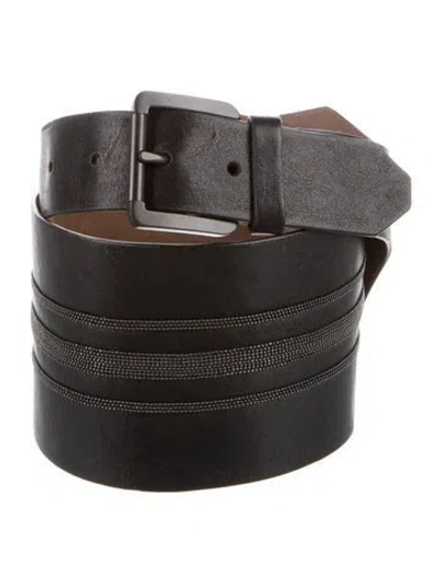 Pre-owned Brunello Cucinelli Wide Leather Belt In Black
