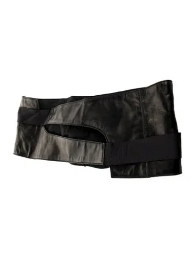 Pre-owned Brunello Cucinelli Wide Leather Waist Belt In Black