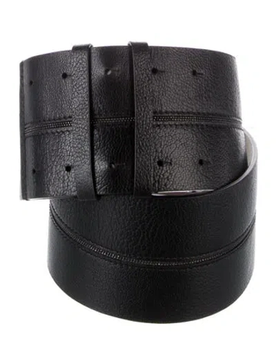 Pre-owned Brunello Cucinelli Wide Leather Waist Belt In Black