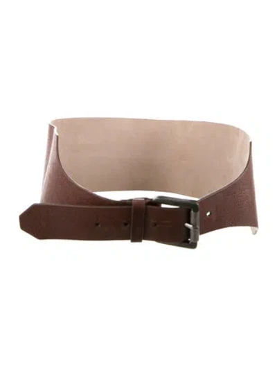 Pre-owned Brunello Cucinelli Wide Leather Waist Belt In Brown