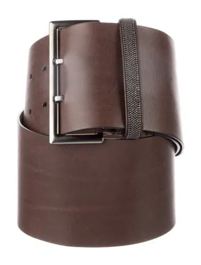 Pre-owned Brunello Cucinelli Wide Leather Waist Belt In Brown