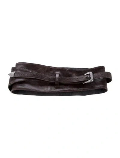 Pre-owned Brunello Cucinelli Wide Leather Waist Belt In Brown