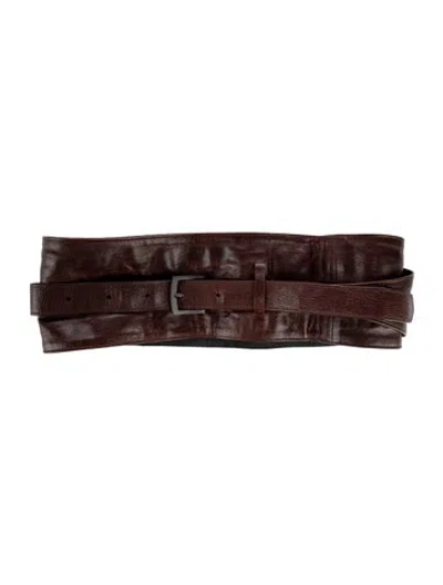 Pre-owned Brunello Cucinelli Wide Leather Waist Belt In Brown
