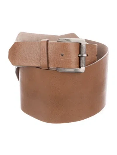 Pre-owned Brunello Cucinelli Wide Leather Waist Belt In Neutral