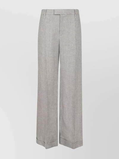 Brunello Cucinelli High-waist Tailored Linen Trousers In Grey