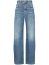 Brunello Cucinelli Wide-leg Blue Jeans With Whiskering Effect And Classic Five-pocket Design In Blue