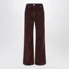 Brunello Cucinelli Wide-leg Bordeaux Velvet Trousers Women In Brown