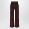 Brunello Cucinelli Bordeaux Corduroy Pants With Concealed Front Closure In Cotton Woman In Brown