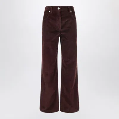 BRUNELLO CUCINELLI BRUNELLO CUCINELLI WIDE LEG BORDEAUX VELVET TROUSERS