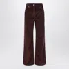 Brunello Cucinelli Wide-leg Bordeaux Velvet Trousers Women In Brown
