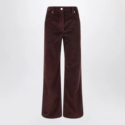 BRUNELLO CUCINELLI BRUNELLO CUCINELLI WIDE-LEG BORDEAUX VELVET TROUSERS